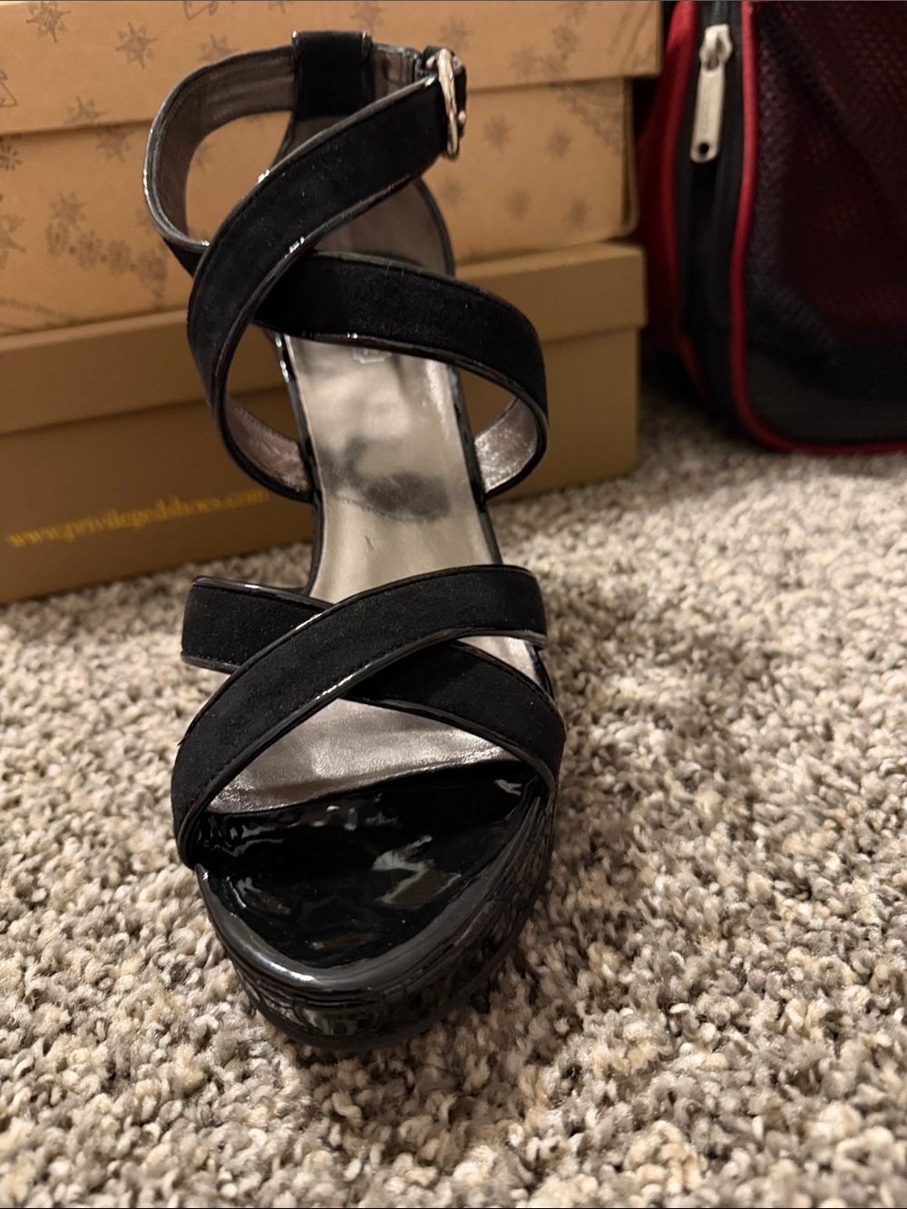 Coach Black Crisscross Platform Sandals